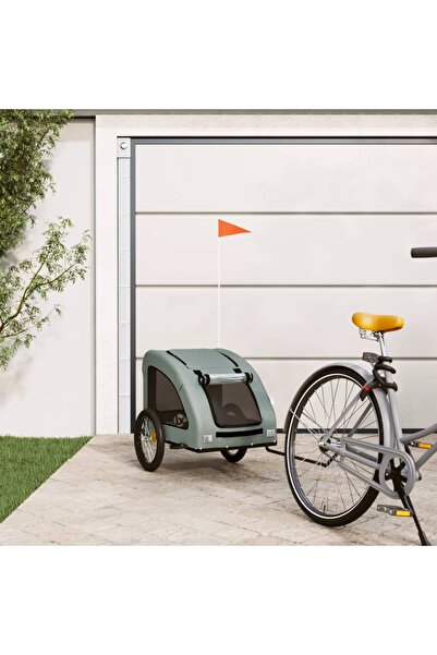 vidaxl Remorcă de bicicletă animale companie, gri, textil oxford/fier