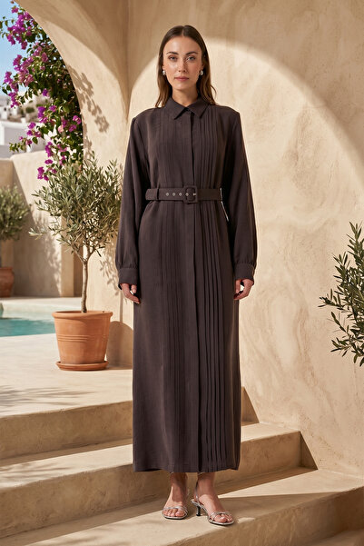 Nuss Mobile Belt with Pleated Detail 2050 Dark Brown