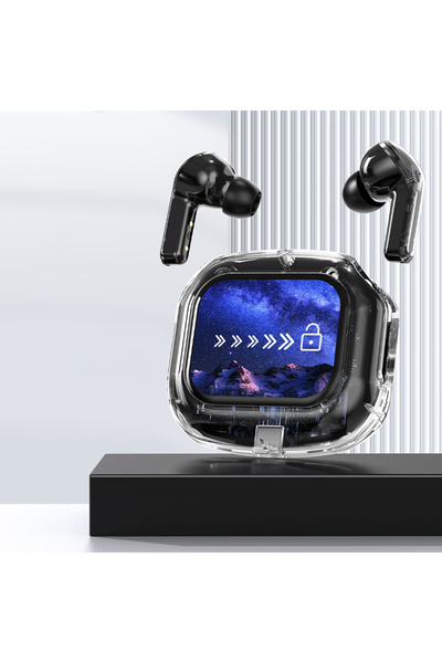 OEM Wireless Bluetooth 5.4 Headphones – Color LCD Touch Screen, Black
