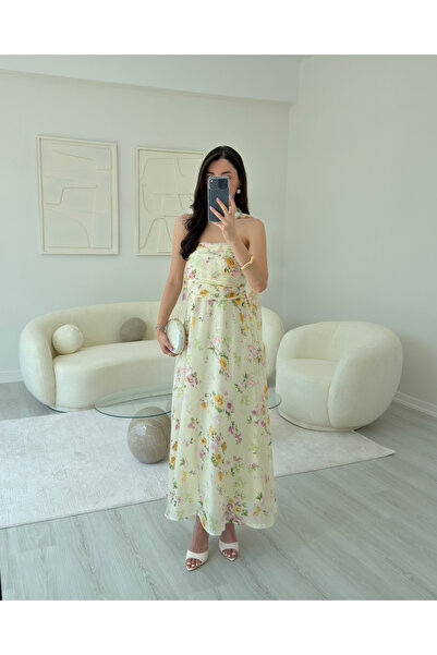 LUUNA STORE Rochie șal cu imprimeu floral ECRU