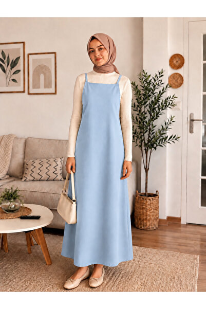 ELMODA Women's Blue Adjustable Strap Gilet Dress