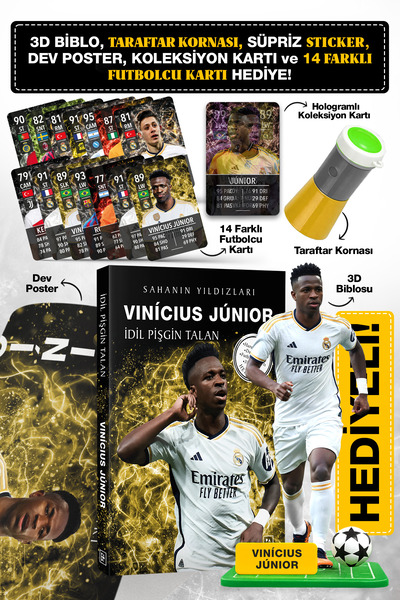 Parodi Yayınları Vinicius Junior Futbolcu Kitabı - Maç Kornası, 3D Biblo, Dev...