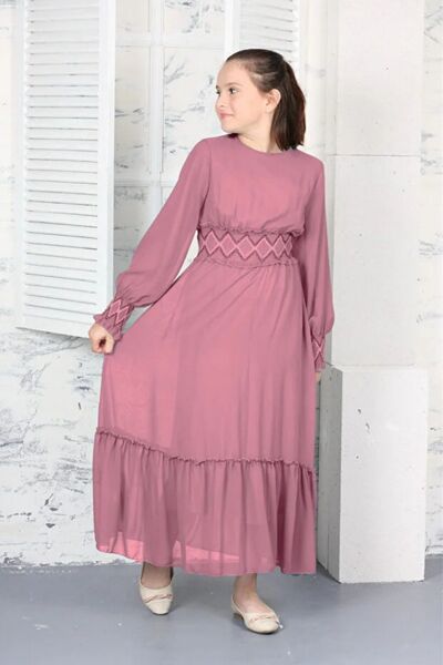Your Consent Young Girl's Long Patterned Chiffon Dress