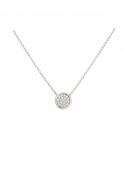 Delagos 925 Silver Necklace with Zirconia Stone, Rhodium Plated