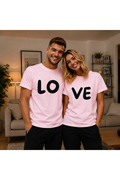 VODEXA Tricou oversize unisex cu imprimeu LOVE, 100% bumbac, croială conforta...