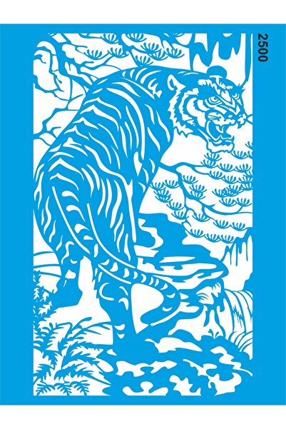 StencilSepeti Nature and Tiger Stencil Painting Template
