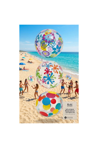 direkstoktan 🌊 Deniz Havuz Plaj Topu – 61 cm Büyük Boy Desenli Şeffaf / Desi...