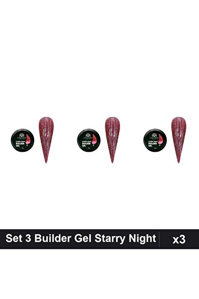 global fashion Set 3 Builder Gel Starry Night Nr.07 15g, Constructie Unghii U...