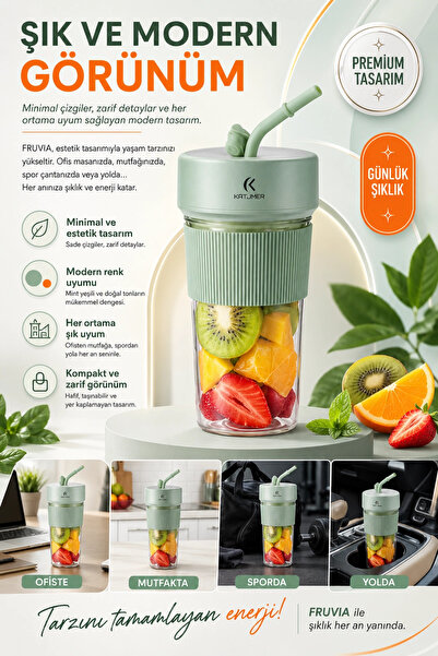Genel Markalar Günlük Kullanıma Uygun Şarjlı Meyve Sıkacağı Mini Blender Bard...