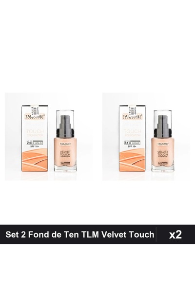 TLM Set 2 Fond de Ten Velvet Touch SPF 10, 34ml, Nr.106, Acoperire Medie