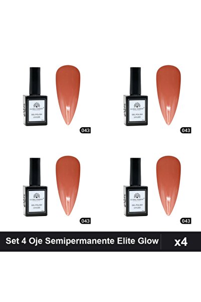 global fashion Set 4 Oje Semipermanente Elite Glow 15ml, Gel Polish UV/LED