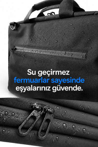 the modawest Su Geçirmez 13-14-15.6-15.9 inç Siyah Organizer Laptop Çantası