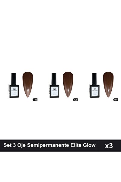 global fashion Set 3 Oje Semipermanente Elite Glow 15ml, Gel Polish UV/LED