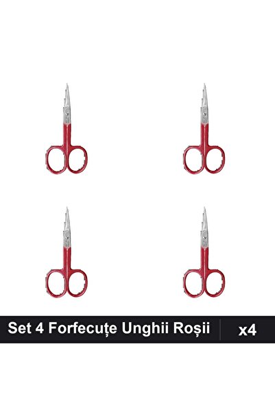 One Group Set 4 Forfecuțe Profesionale Unghii Roșii, Clești Manichiură