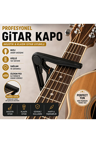 valares Profesyonel Gitar Kapo Akustik & Klasik Gitar Uyumlu Güçlü Yay Sistem...