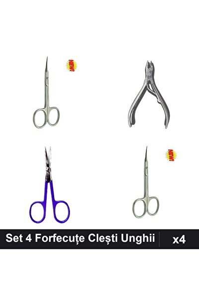 One Group Set 4 Forfecuțe și Clești Unghiere Profesionali, Manichiură Pedichiură