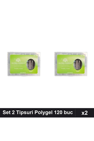 global fashion Set 2x Tipsuri Polygel Reutilizabile 120 buc Forma Pătrat Nr.3...