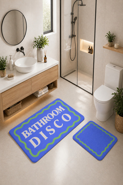 DOREM Dijital Kaymaz Yıkanabilir İkili Banyo Paspası Banyo Halısı 40x60 + 60X...