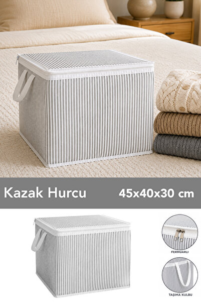Meleni Home Çizgili Mini Hurç - Çorap Kazak Kıyafet Düzenleme Çok Amaçlı Orga...