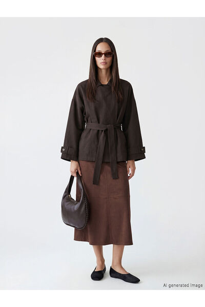LC Waikiki Trendlucky Suede Look Flared Skirt with Zipper at the Waist