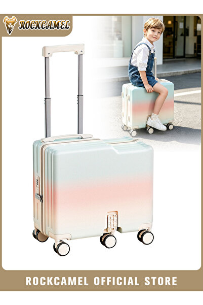 ROCKCAMEL 20 Inch Kids Ride-On Luggage, ABS Hard Shell Suitcase with Foot Mat...