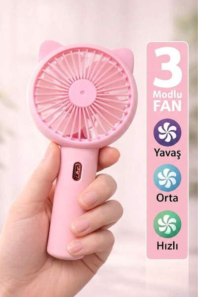 Ozsport 3 MODLU Şarjlı El Fanı 3 Kademe Seyahat Masaüstü Vantilatör Taşınabil...