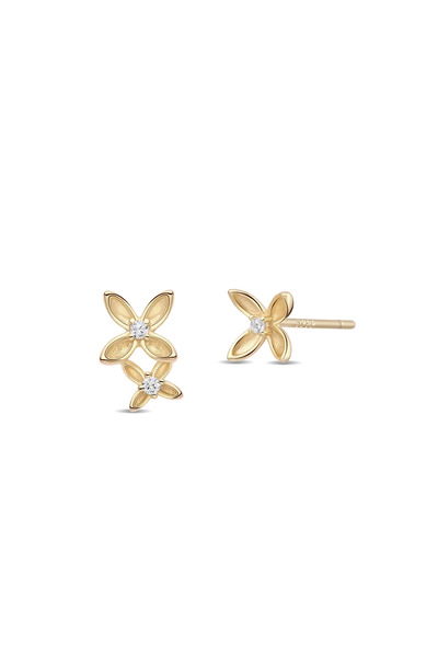 Lisa&Co. Cercei Argint Trio Flowers Argint placat cu aur galben / Zircon / Alb