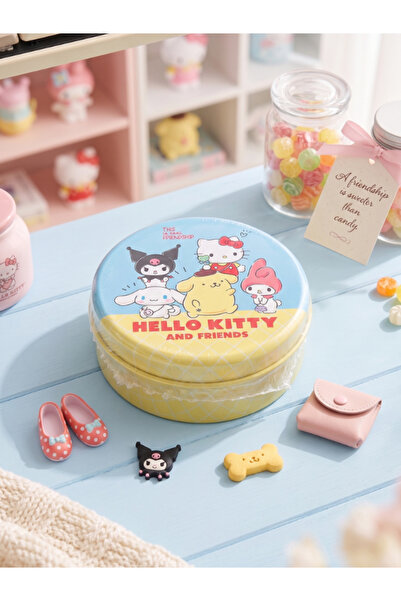 GiFi Kuromi & Hello Kitty Lisanslı Mini Metal Yuvarlak Kutu Takı Kutusu