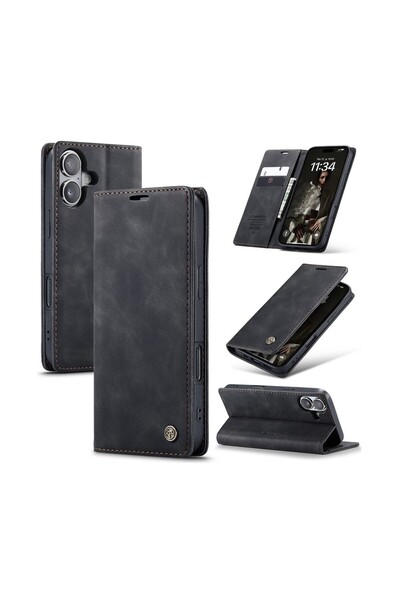 Caseme 013 Retro Θήκη Βιβλίο Black (Apple iPhone 16 Plus)