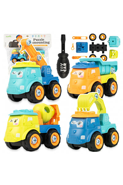 MalPlay Set 4 vehicule demontabile de constructie pentru copii