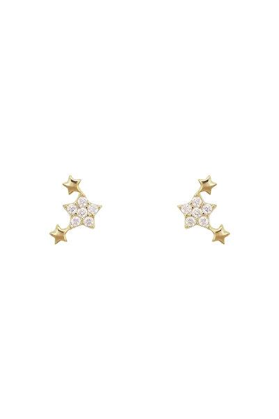 Lisa&Co. Cercei Argint Little Star Argint placat cu rodiu / Zircon / Alb