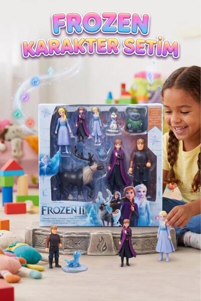 Tıfıl Toys 9 Parça Frozen Figürlü Büyük ve Küçük Figürlü Eklemi Hareketli Kar...