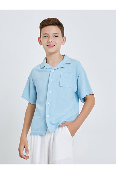 Styli Kids Light Blue Resort Collar Shirt