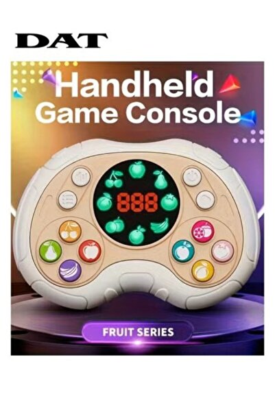 DAT Pink Handheld Game Console Kids Game Console with 999 Levels Multiplayer VS Pair Mode Fruit Series LED Screen Portable Travel Gaming Toy for Children Age 3 Plus