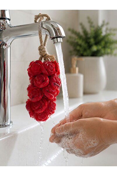 Lavendrose Salkım Sabun Doğal Dekoratif Musluk Sabunu El Yapımı Kırmızı Gül S...