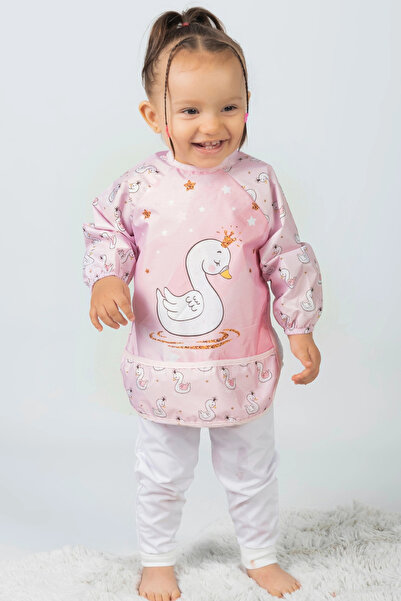 Bebechi Swan Patterned Liquid-Proof Long Sleeve Food and Activity Bib for 6-2...