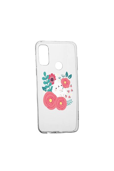 bestcase Husa Silicon Rabbit in flowers, Compatibila Cu Motorola Moto E40, re...