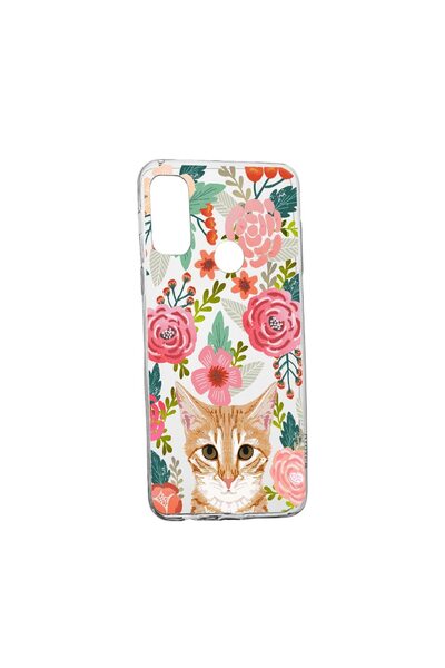bestcase Husa Silicon Cat and Flowers, Compatibila Cu Motorola Moto E20, rezi...