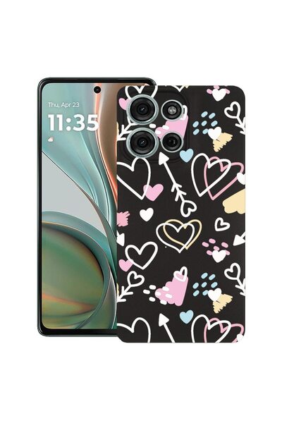 bestcase Θήκη για Motorola Moto G15, Σχέδιο με σύμβολα αγάπης, Λεπτή σιλικόνη...