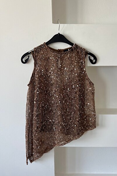 butikhola Zr Bronz Pullu File Bluz