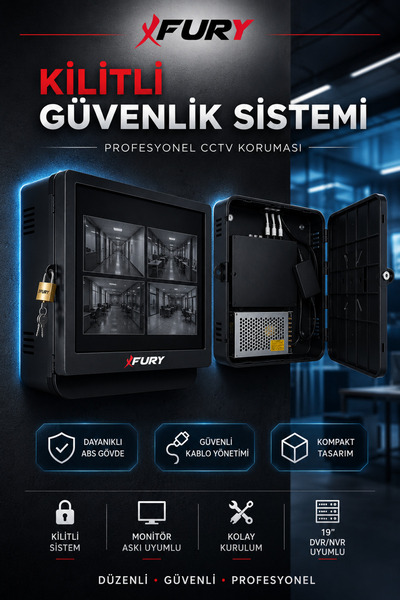 FURY DVR NVR Kamera Kayıt Cihazı Kabini - ABS Plastik Monitör Askı Kutusu 42x32x11 cm