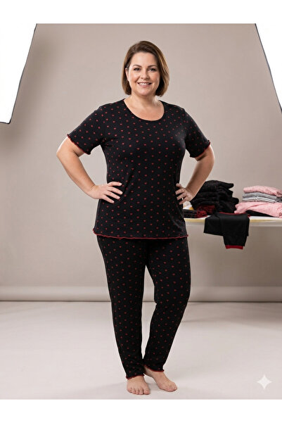 fameshomewear Yazlık Kadın Büyük Beden Penye Pijama Takım