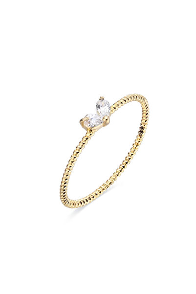 Lisa&Co. Inel Argint Lis Double 52 mm / Argint placat cu aur galben / Zircon