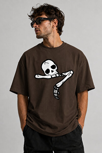 ArtYus Tricou oversize unisex cu imprimeu Dertli Skeleton – Tricou casual din...