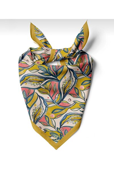 618 CONCEPT 55X55 Pastel Leaf Patterned Bandana/ Scarf