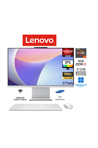 LENOVO Ideacentre 27ARR9 AIO Ryzen7 7735HS 8GB 512GB SSD BULUT GRİ W11PRO 27"...