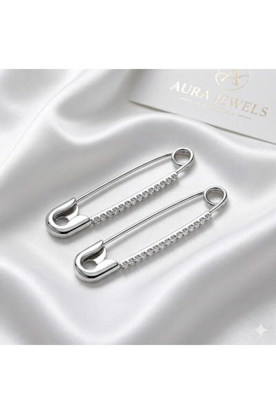 Gül İpek Moda 2’li Taşlı Çengelli Şal & Eşarp Abiye İğnesi 2’li Set – Gümüş R...