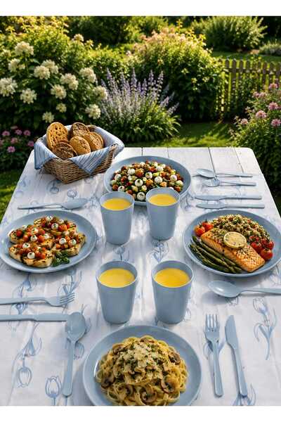 zemihra Special Design Picnic Set with Notched Plate and 22 Pieces with Carrying Bag for 4 People - Easy-To-Carry Picnic Bag Set
