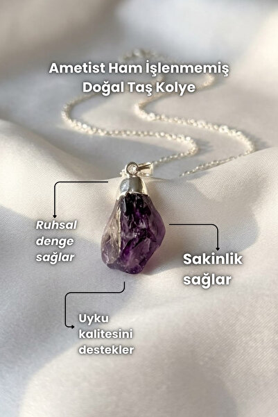 Elifsu Jewelry قلادة من حجر الجمشت الخام الطبيعي غير المعالج