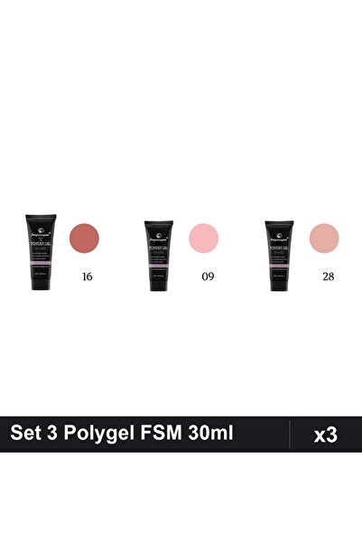 FSM Set 3 Polygel 30ml - Nr.16, Nr.09, Nr.28 - Constructie Unghii